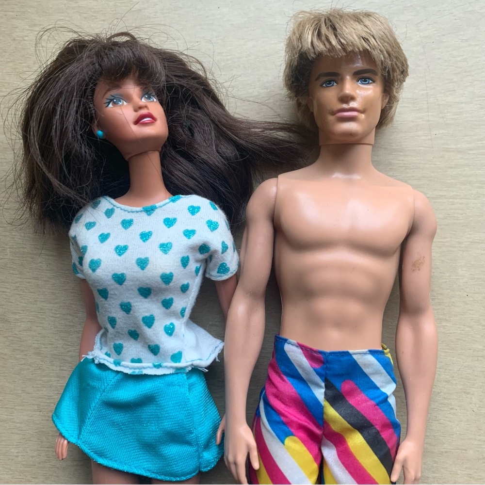 Barbie 1966 and Ken Doll Rooted Blonde Hair with Blue Eyes in Swim Trunks 2009 - Picture 3 of 7